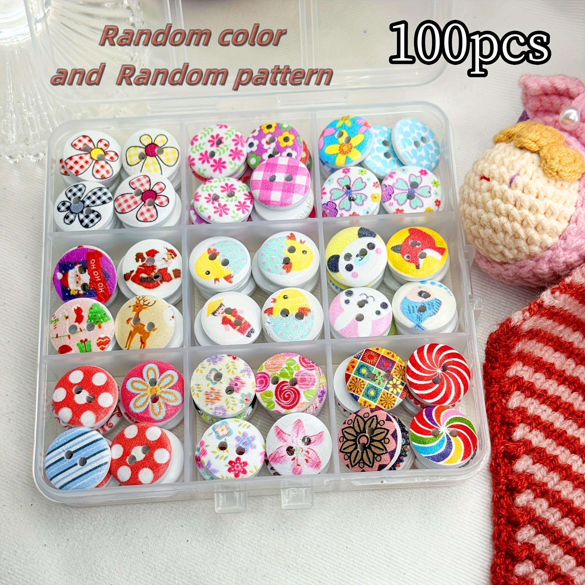 TEMU 50-100pcs Diy Craft Set Buttons Clothing Accessories Sweater Cardigan Clothes Round Button Cartoon Mixed Color Small Buttons