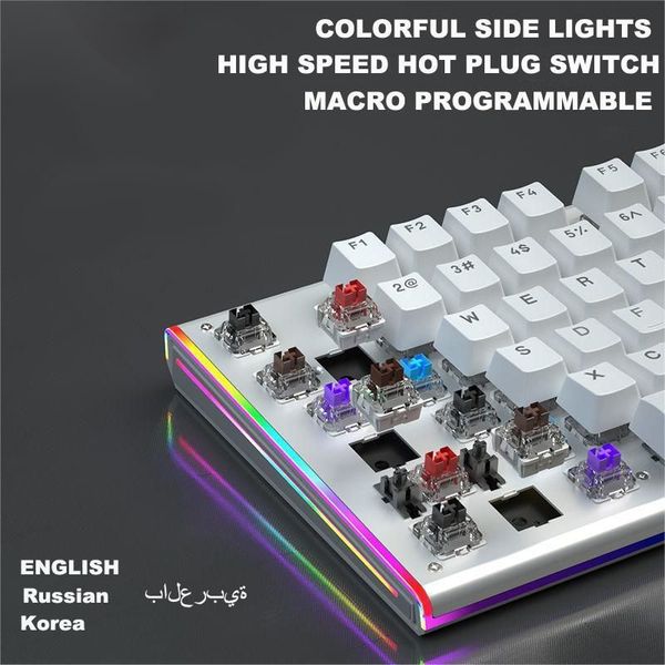hot swap plug swappable custom macro programmable colorful side light mechanical gaming full key anti ghosting keyboard