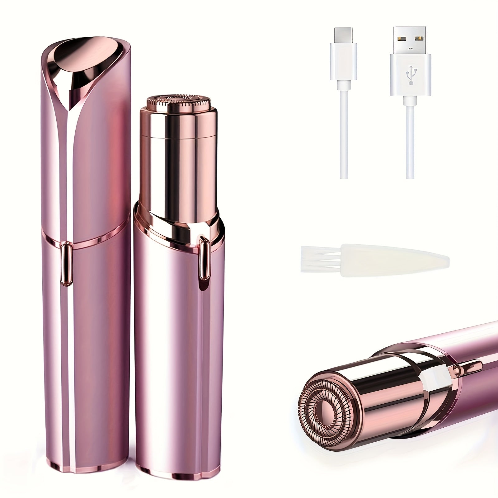 TEMU [ Remover] Facial Hair Remover For Women | Portable Hair Removal Device For Lip, Chin | Usb, Rose Golden & White.