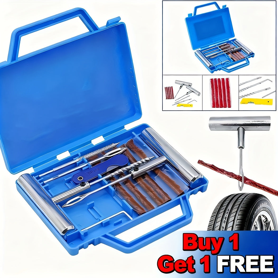 TEMU 46-116-piece Tire Repair Tool Kit, Industrial Hand Tool Combination, Suitable For Cars, Motorcycles, Trucks, Tractors And Trailers, Durable
