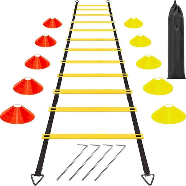 1Set Soccer Agility Training Equipment Set 12 Rung Agility Ladder 10 Disc Cones 4 Steel Stakes Soccer Speed Training Equipment 240914