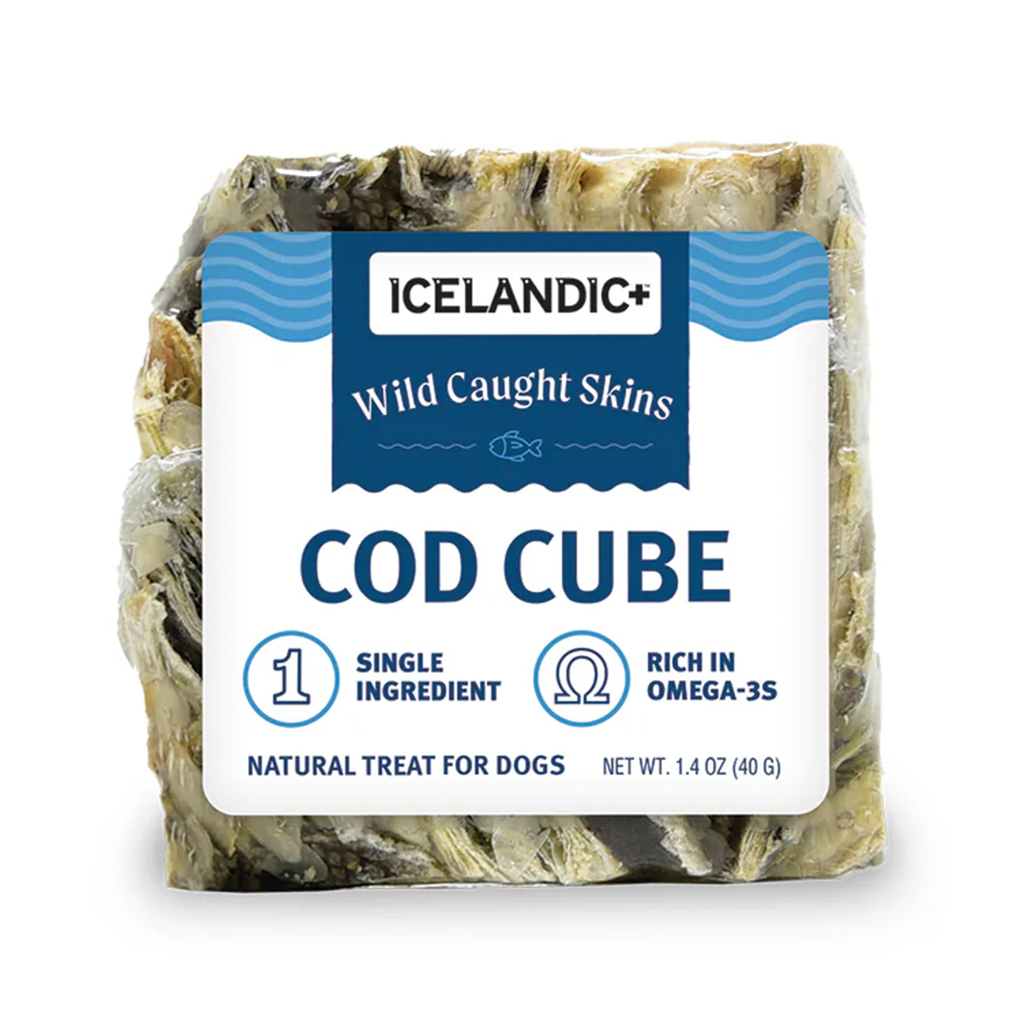 Icelandic Cod Skin Dog Treat - Large 2" Cube