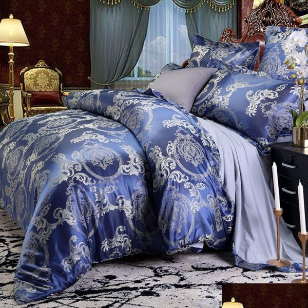 Bedding sets Designer Bed Comforters 3Pcs Set Jacquard Duvet Sheet Twin Single Queen King Size Bedclothes Drop Delivery Garden Textiles Sup
