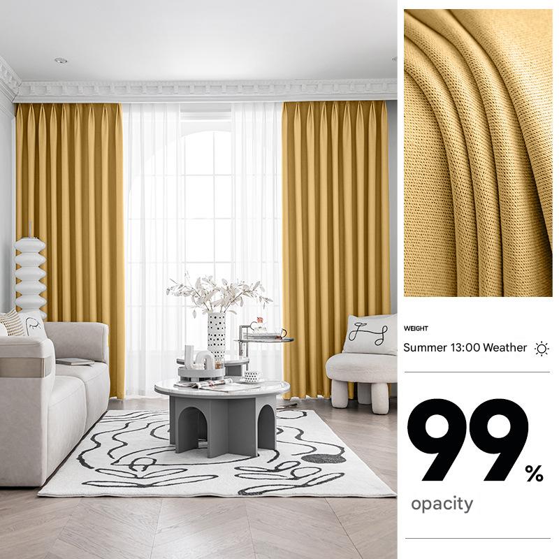 YL-36864 thick double-sided linen blackout curtain project hotel school sound insulation heat insulation blackout cotton linen curtain finished prod