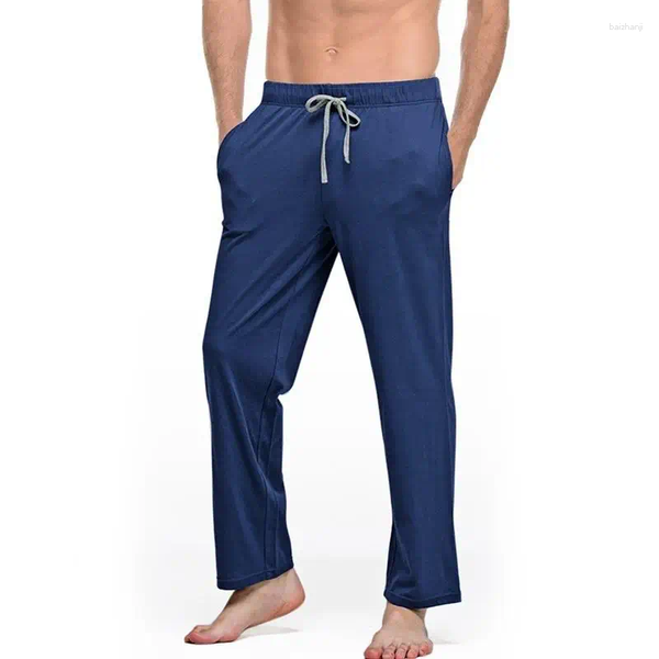 Mens Sleepwear Men Cotton Pajamas Pants Spring Summer Autumn Casual Soft Drawstring Long Homewear Lounge Wear