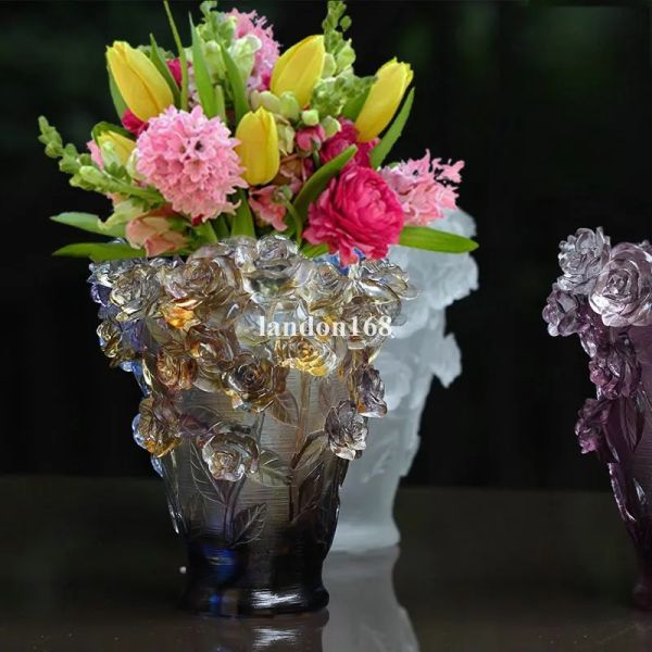 Good quality crystal Glass rose vase creative festival present