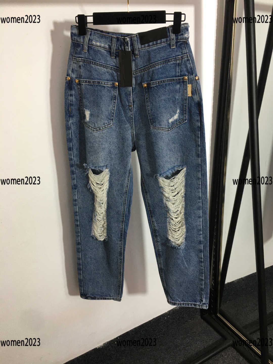 women jeans lady trousers girl pants Size S-L High waist design with holes New Products comfortable fashion Feb23