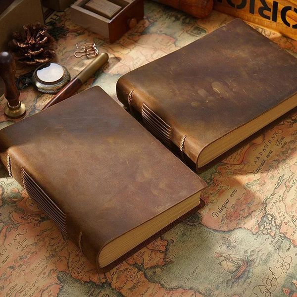 Creative Notebook Leather Handmade Sketch Book Cowhide Vintage Diary 241223
