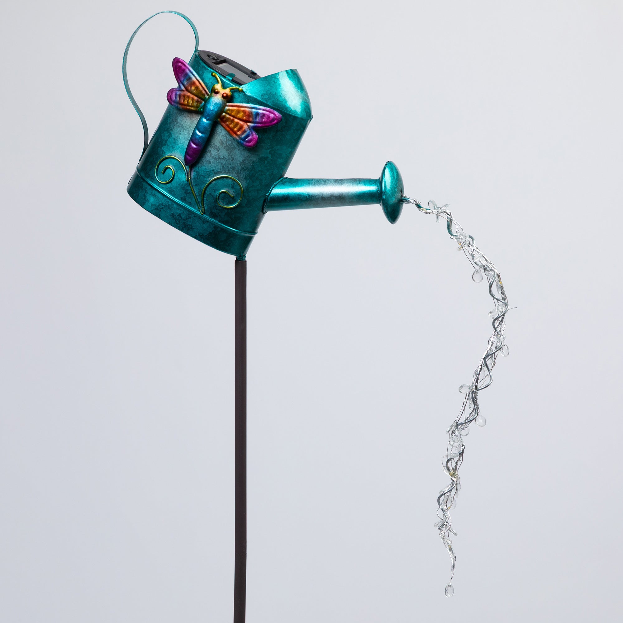 Watering Can Solar Garden Stake - Dragonfly