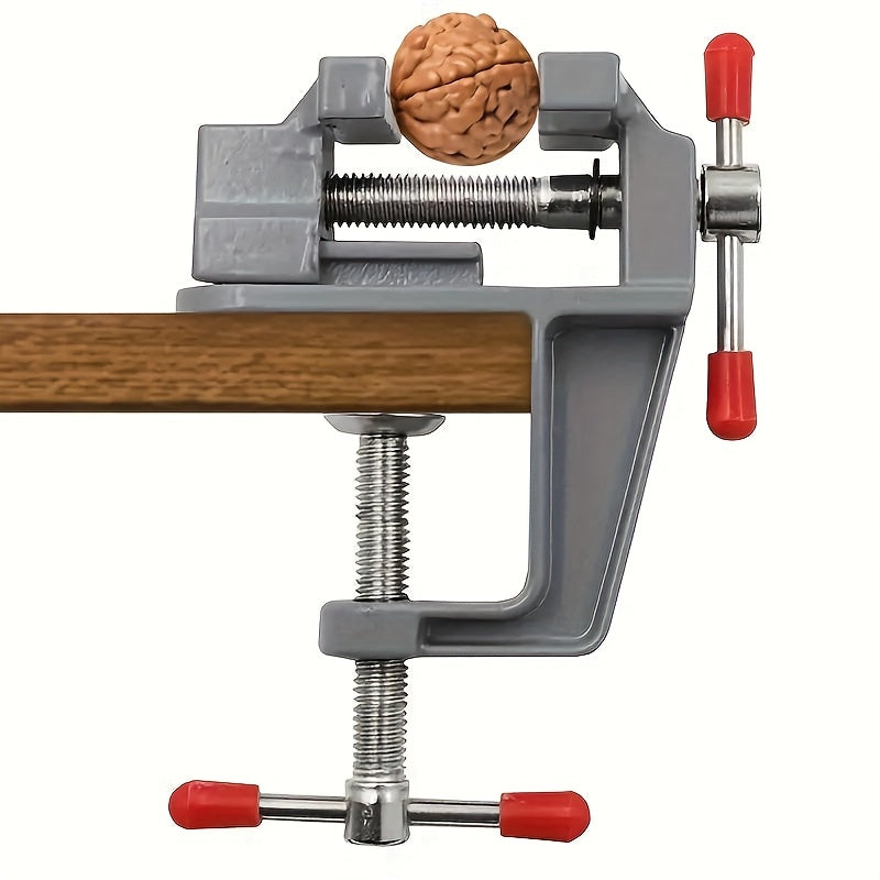 TEMU Sturdy Mini Aluminum Bench Vise: Adjustable Table Clamp For Crafting, Electronics, & Diy Projects