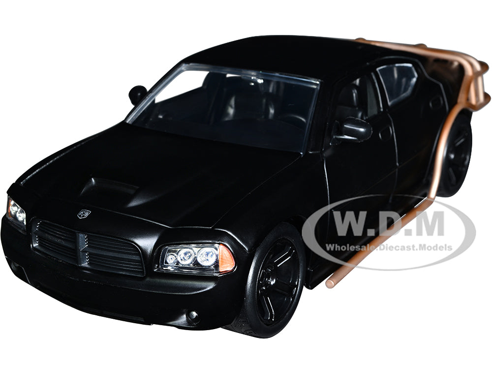 2006 Dodge Charger Matt Black with Outer Cage "Fast &amp; Furious" Movie 1-24 Diecast Model Car by Jada
