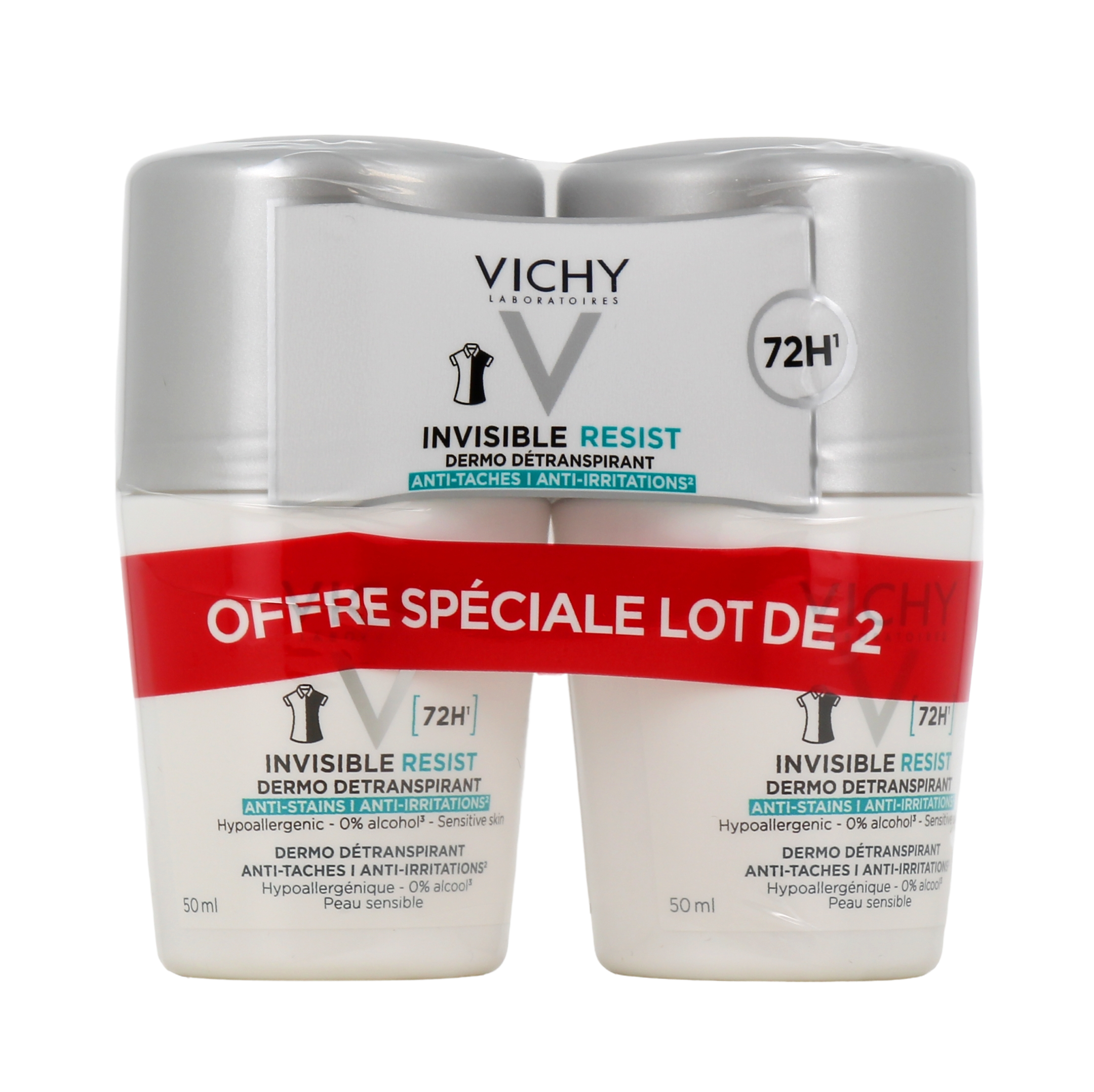 Vichy Invisible Resist deodorant respirabil Anti Iritation 72h 2x50ml
