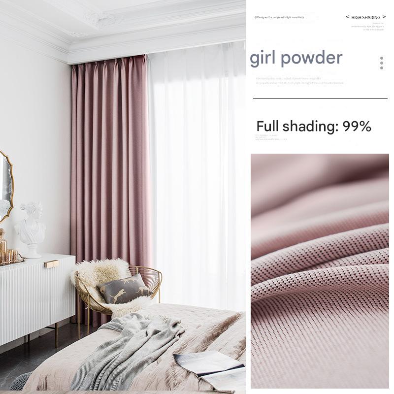 YL-36860 bedroom full blackout curtain new living room thick sunscreen bay window cloth rental house light luxury