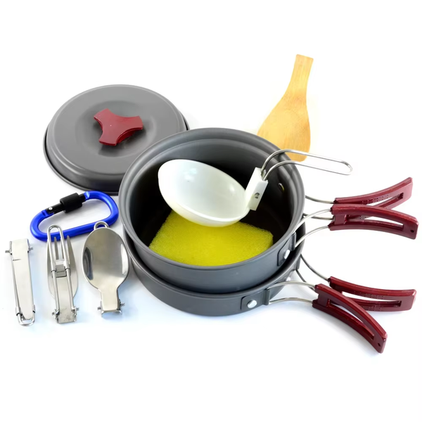 portable lightweight aluminum camping cookware set camping cooking pots and pans