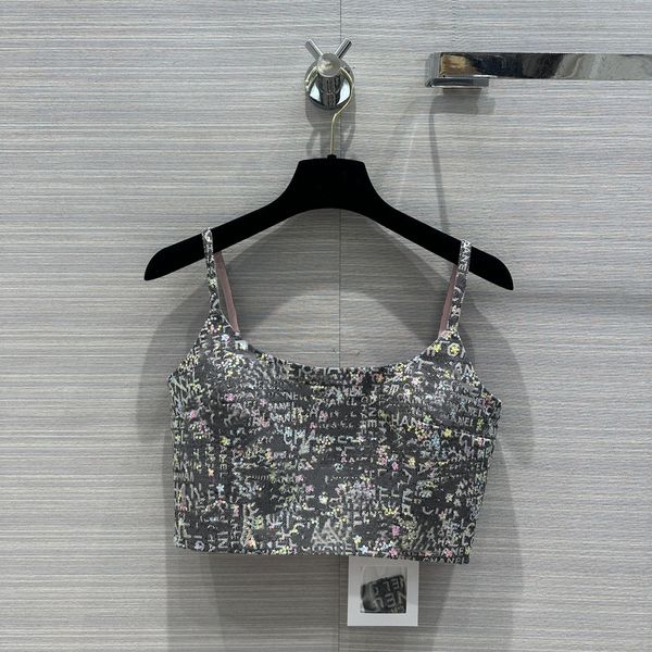 2024 New Spring Summer Tank Tops Milan Runway Tees High End Jacquard Women&#039;s Designer Tops Brand Same Style Tanks & Camis 0516-17