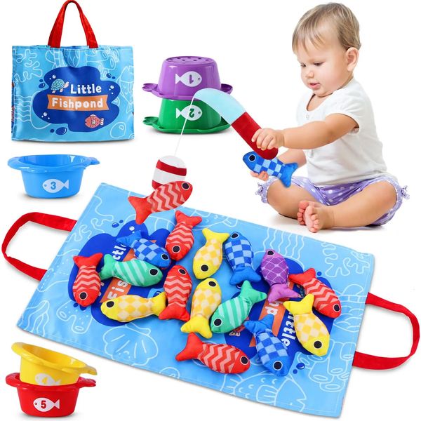 Toddler Montessori Toys Cloth Fishing Game Baby Sensory Toy Color Sorting and Number Counting Learning Babies Birthday Gifts 250116