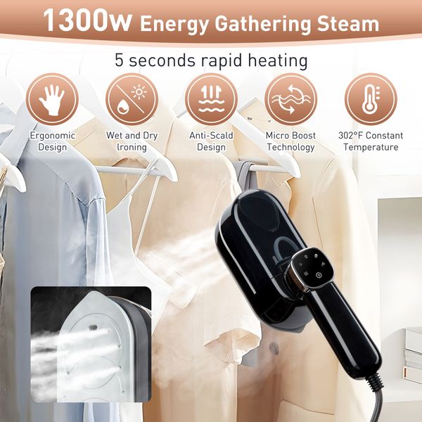 Versatile Multi-Functional Ironing Gadget: Efficient Electric Iron Plus Steam Functionality with Built-in Hanger Support