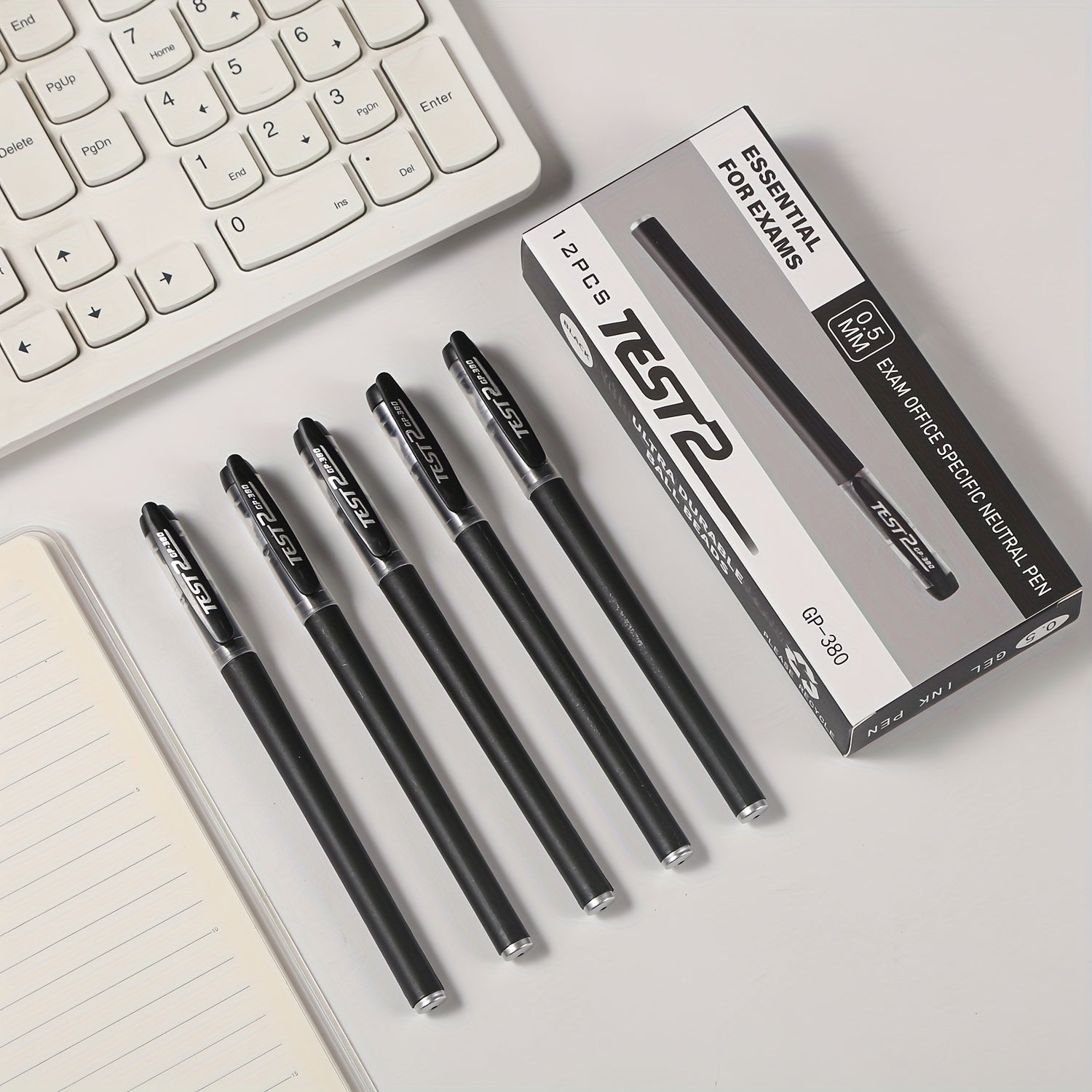 TEMU Of 12pcs-2 Boxes Of 24pcs 0.5mm Black Ballpoint Pens For School Students Or Office Use, Business Signature Pens, Office Student Exam Pens,