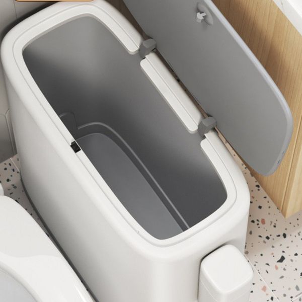 Waste Bins Bathroom trash can be double layered toilet narrow trash can pressure type kitchen bathroom trash can with Lid 10L 230406