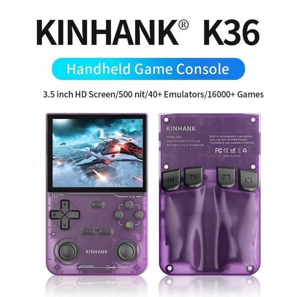 Open Source K36 Retro Handheld Video Game Console 16000 Games Emator for PS1-PSP-DC-N64-SS 3.5 Inch IPS Sn Game Player Z241226