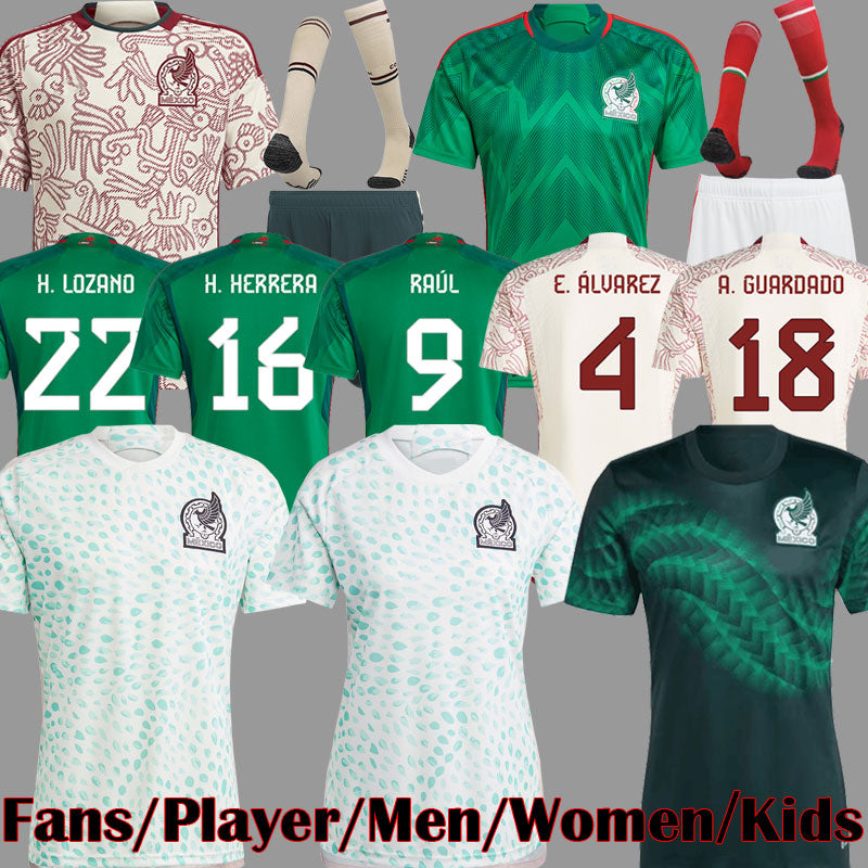 2023 Mexico soccer jerseys Women H.LOZANO CHICHARITO RAUL LOZANO 22 23 fans player version 2023 G DOS SANTOS boys youth men kids sets kit football s
