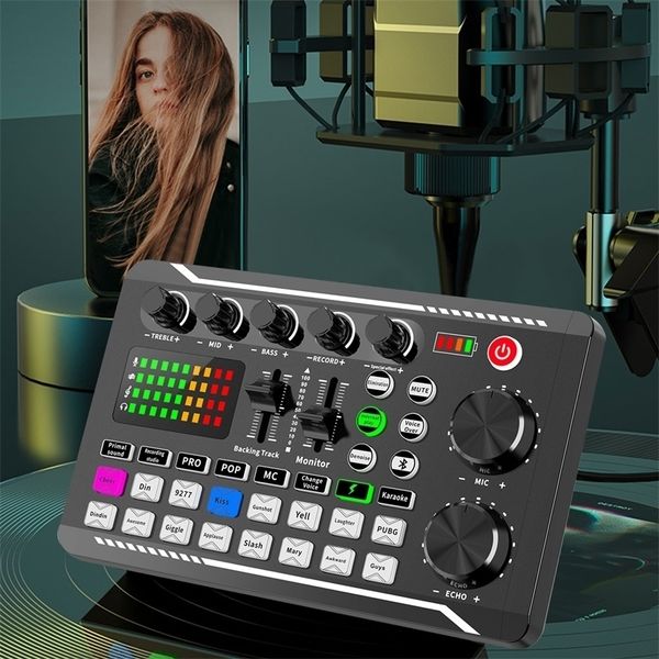 Microphones Podcast Microphone Card Kit Professional Studio Condenser Mic F998 Live Sound Mixer For Livestreaming Podcasting Recording 22111