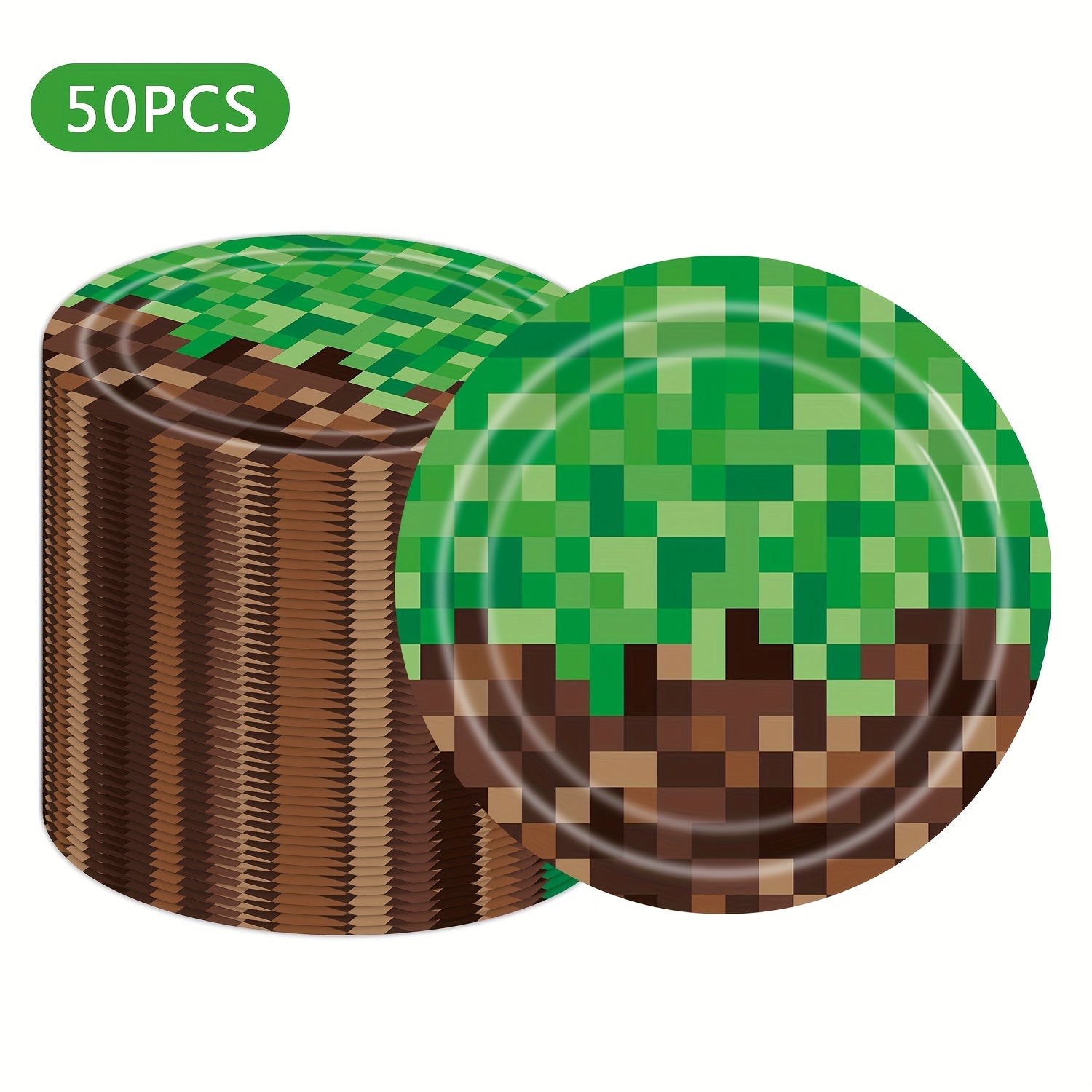 TEMU Pixel Birthday Party Supplies Pixel Paper Plate Video Game Birthday 22.86cm Plate Pixel Paper Plate For Birthday Party Decoration