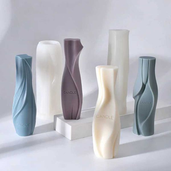 Geometric Spiral Column Silicone Candle Molds Handmade Bottle Vase Shape Aromatherapy Candle Epoxy Resin Soap Silicone MoldC241224