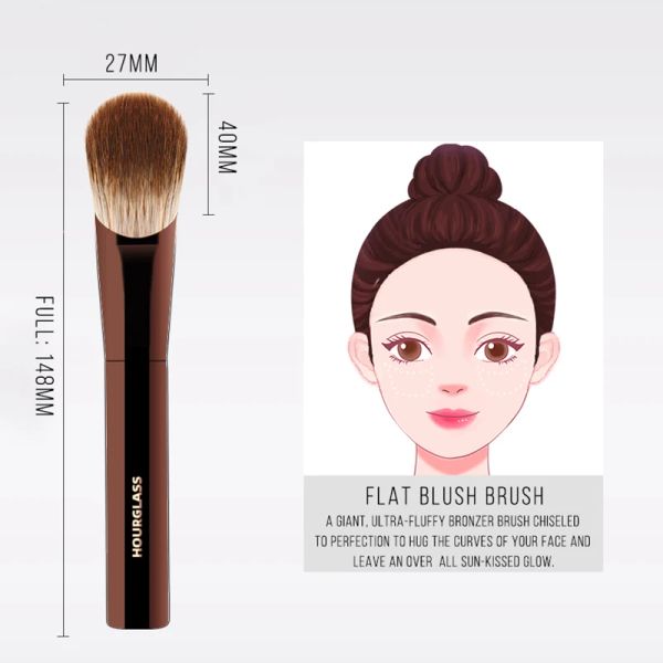 Makeup Brushes Hourglass Makeup Brush - Flat Blush Brush Natural Bristles Cosmetic Brush for Powder Bronzer Blusher CL250118