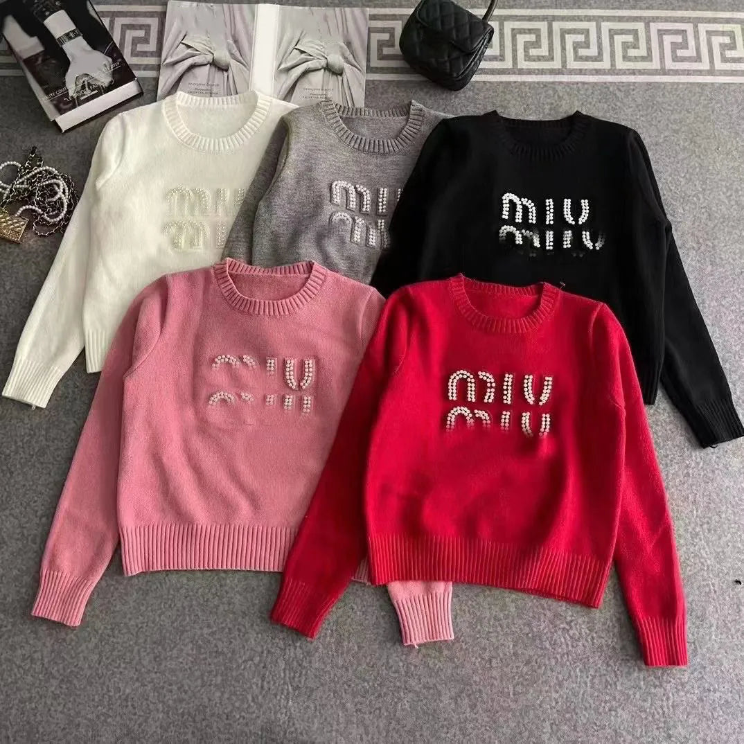 Designer womens sweaters Round neck knitting jacket fashion Pullover High End Jacquard sweater pure cotton Autumn winter letter knitwear high qualit