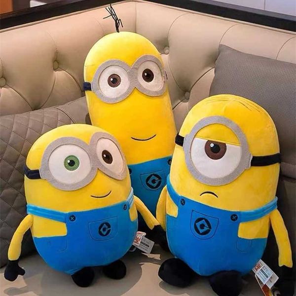 Plush Dolls Cute Minions Movie Characters Yellow Plush Toys Bob Stuart In Jeans Soft Dolls Toys Hobbies Christmas Birthday Gift 1pcs Y240801