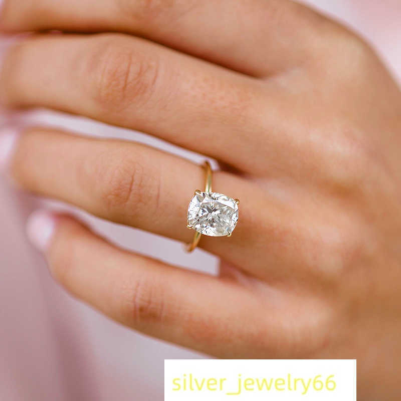 Luster Jewellery Cushion Cut 10-14-18k Pure Gold Wholesale Custom Jewelry Moissanite Ring Stone High Quality for Wedding Band