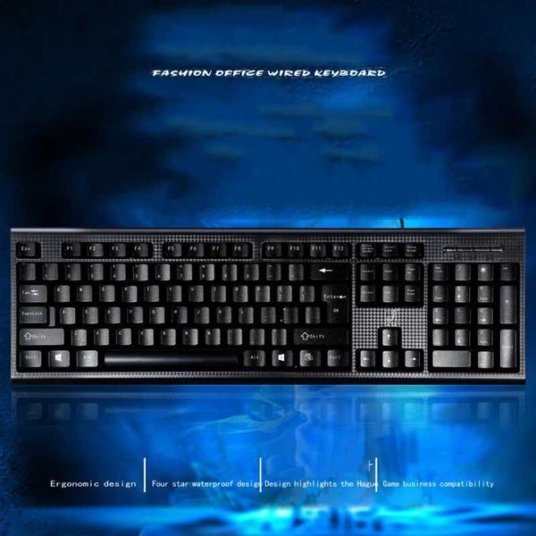 Q9 USB Wired Keyboard for Laptop Off Typing Business Desktop He Keyboards 104 Keys Classic Black KeyboardT250109