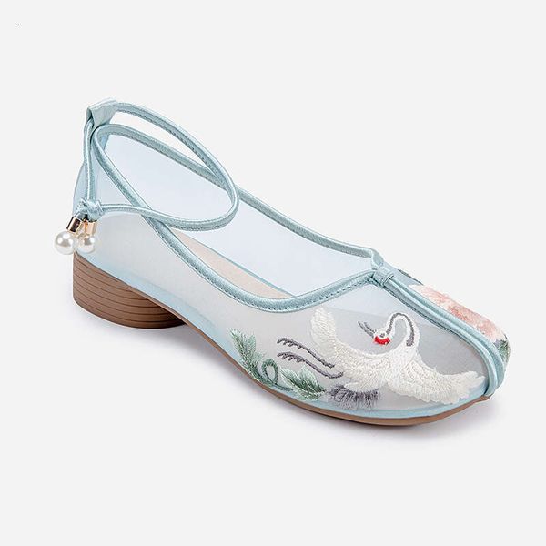 Yanfei 2023 Summer New Low Heel Comfortable Breathable Cheongsam Hanfu Mesh Sandals Old Beijing Cloth Shoes Women 11