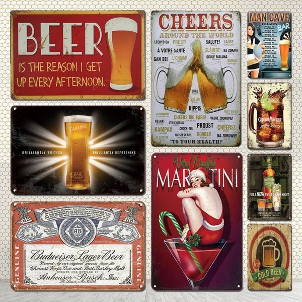 Classical Beer Signs Metal Painting Plate Vintage Bar Pub Dining Room Decorative Tin Sign Retro Man Cave Kitchen Home Wall Decor Plaque 30X2