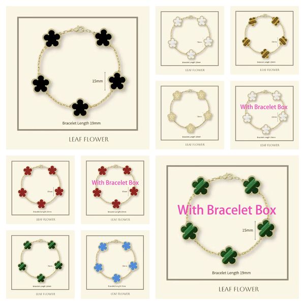 fashion high quality classic 5 motif four leaf bracelet women 18k white gold onyx shell mother of pearl bracelets designer jewellery woman m