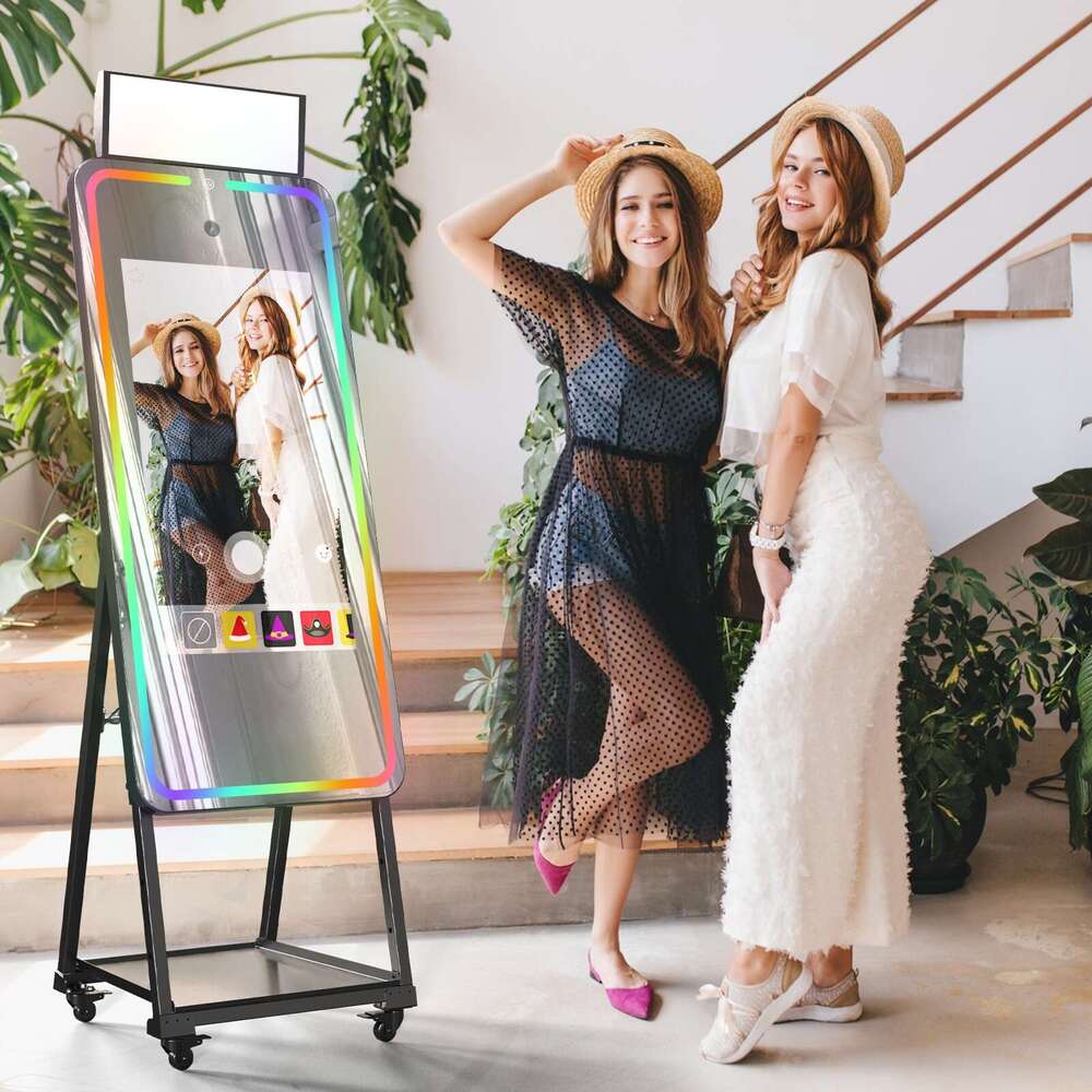 Mirror Photo Booth with Software APP HD and for DSLR Camera Magic Shell Stand Selfie Touch Screen hine Photobooth