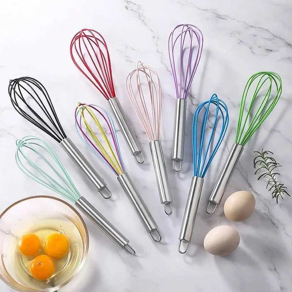 8-inch stainless steel balloon wire silicone whistle manual egg mixer for kitchen baking Utensil cream mixer W241102