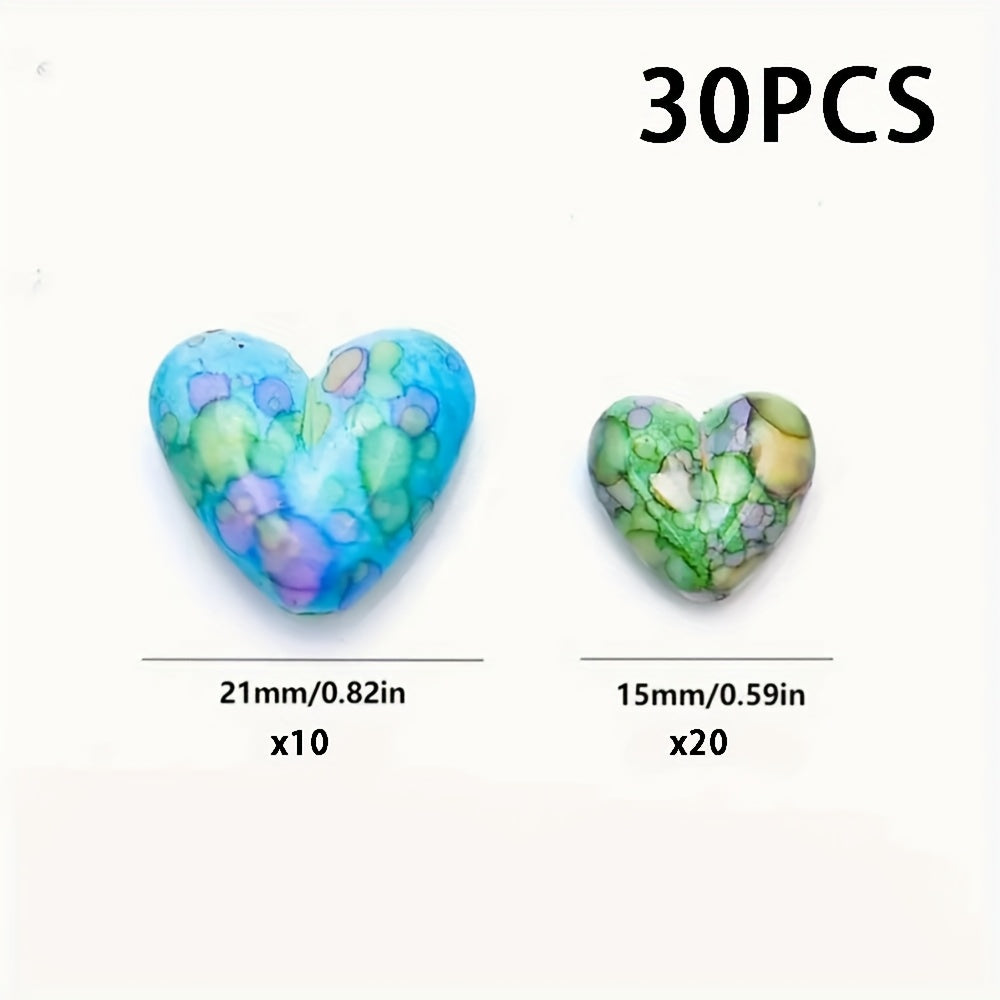 TEMU 30-60-90pcs Random Color Bright Stain Heart Shaped Acrylic Spacer Beads, Suitable For Diy Creative Jewelry Making, Bracelet Necklace Earrings