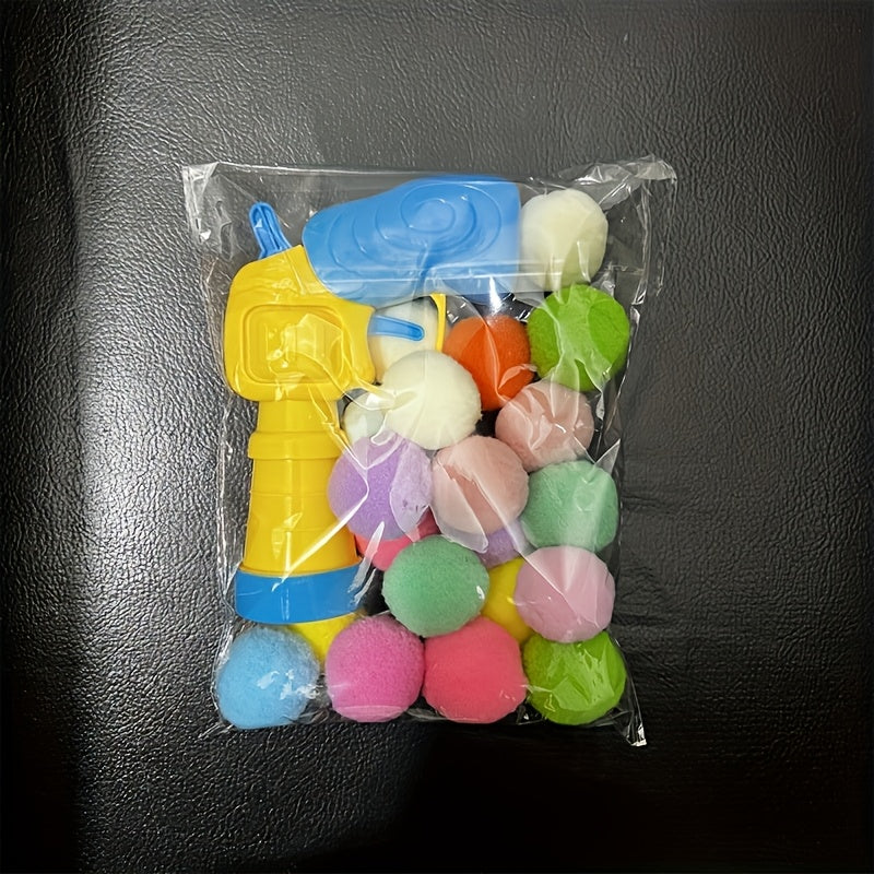 TEMU Interactive Cat Toy Set - Elastic Plush Ball Game With Geometric Patterns Suitable For Small Breeds - Durable Plastic Pet Accessories