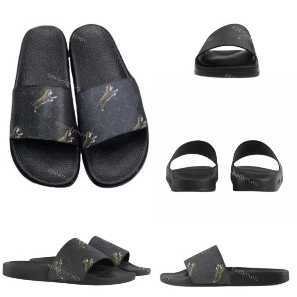 designer Sandals Italy Slippers paris New Rubber Slides Sandals Floral Brocade Women Men Slipper Flat Bottoms Flip Flops Womens Fashion Striped Beac