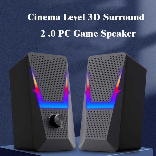 Loudspeaker box 2.0 Speaker with RGB Light Subwoofer Sound Box Mini Portable Speaker for PC Gamer-Cputer-TV-Phone-Laptop Z241128