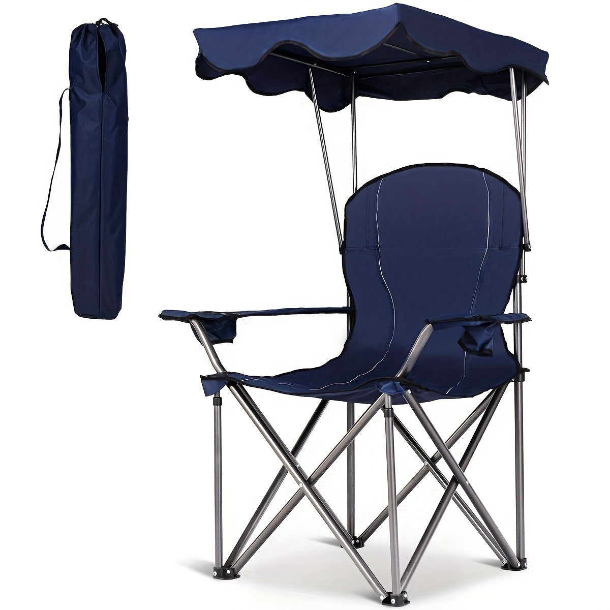 TEMU Costway Portable Folding Beach Canopy Chair W- Cup Holders Bag For Camping Hiking Outdoor