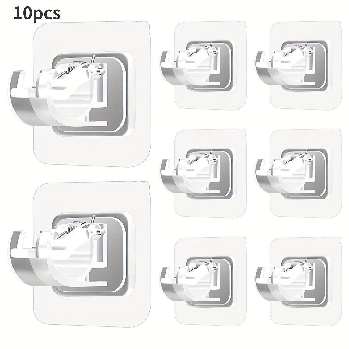 TEMU 10-20pcs Self-adhesive Curtain Rod Supports Hooks - No Drill Installation, Heavy Duty Curtain Brackets With Adjustable Design, Clear Window For