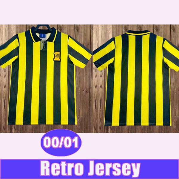 2000 2001 Al Ittihad Saudi Mens Retro Soccer Jerseys Home Black Yellow Football Shirts Short Sleeve Vintage Adult Uniforms