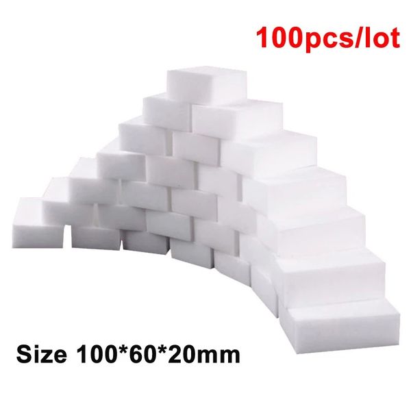 100 pcs-lot Melamine Sponge Magic Sponge Eraser Melamine Cleaner for Kitchen Office Bathroom Home Nano Cleaning Sponges 10x6x2cm