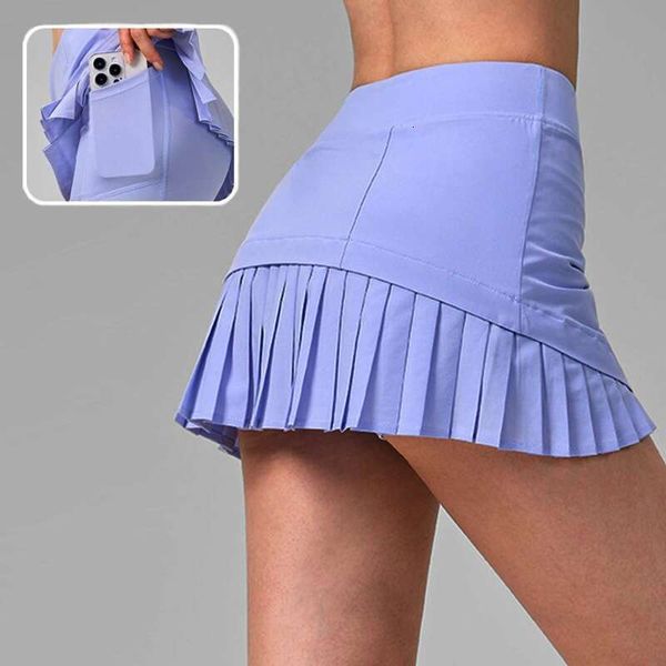Rise Cloud Women Safe Tennis Skirts with Pocket Gym Golf Pleated Pantskirt Lady Sports Fiess High Waist Skort Jogger Shorts