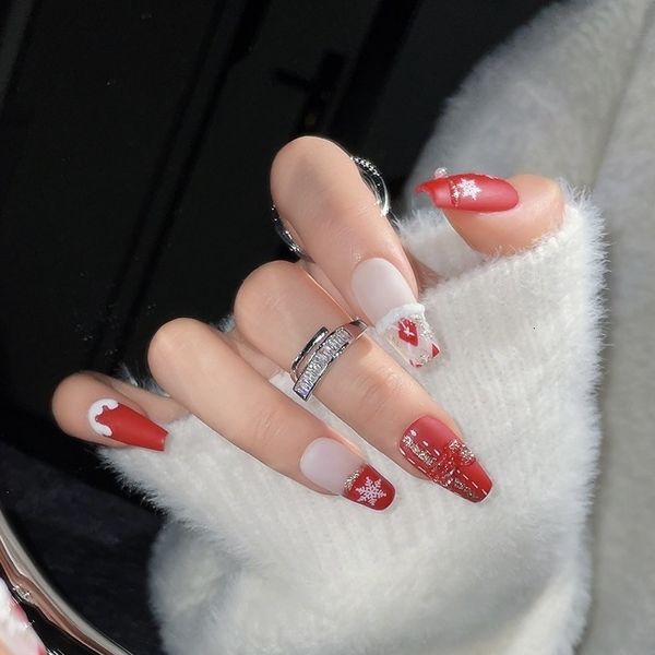 Nail Art Handmade Wearing Nail Patches Autumn And Winter Styling White Christmas Style Detachable Fashion Accessories