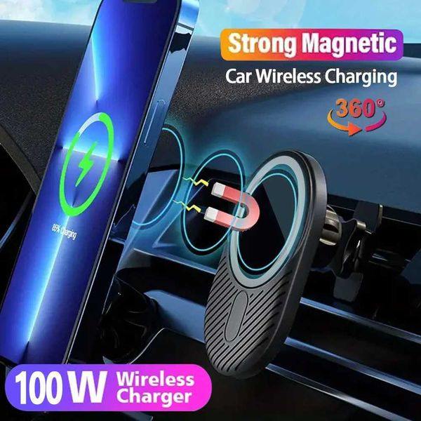 100W fast car wireless charger magnetic car air vent phone holder suitable for iPhone 16 14 15 Pro Mafe charging station Y241118