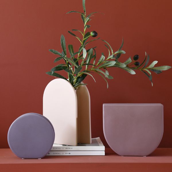 ddmygifts Morandi Nordic Colored Ceramic Vase Living Arrangement Flower Room Dining Table Entrance Home Decoration A